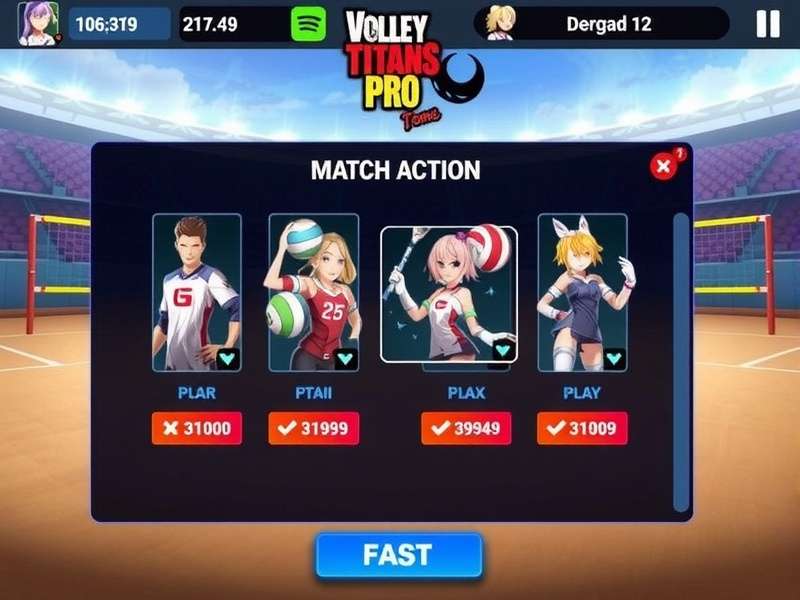 Volley Titans Pro Character Selection Screen